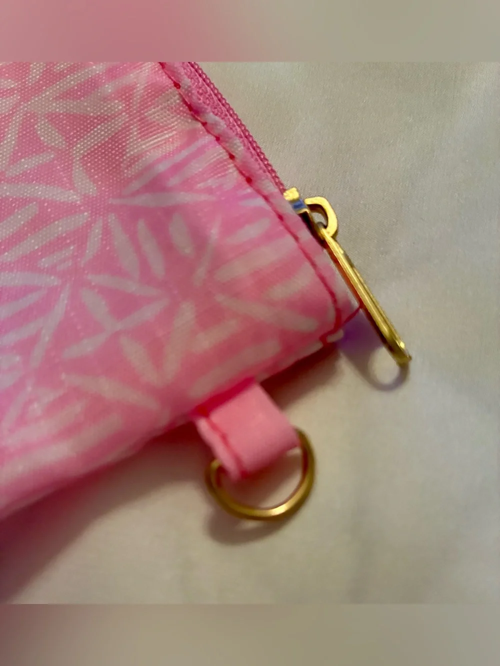 Lilly Pulitzer Pink Teal Floral Clear Beach Bag Set with Gold Trim - 5 pieces